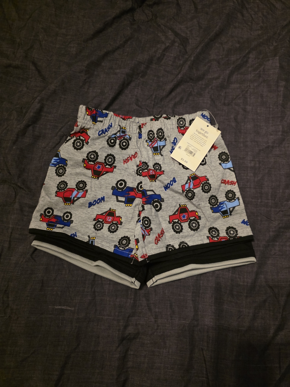 Garanimals Gray Shorts with Red and Blue Monster Truck Print